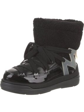 Moncler . Black Leather Ankle lace -Up Boots